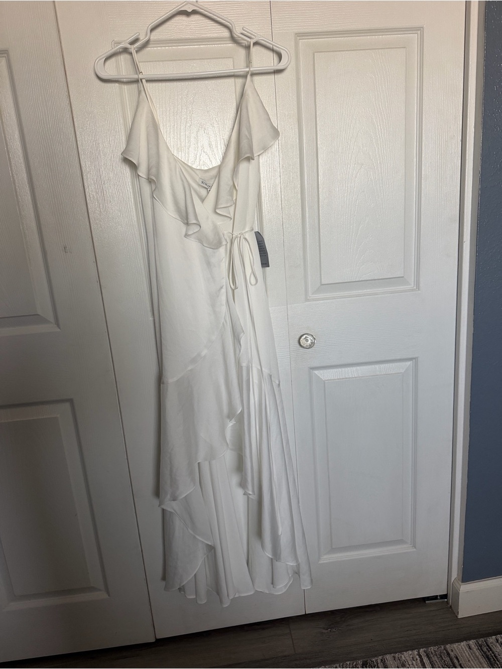 Shona Joy White Ruffle Wrap Midi-Maxi Dress